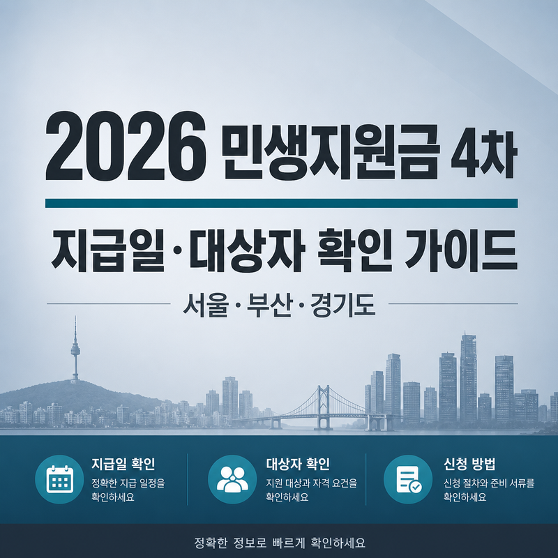 2026 민생지원금 4차 지급일 대상자 서울 부산 경기도 지역별 확인