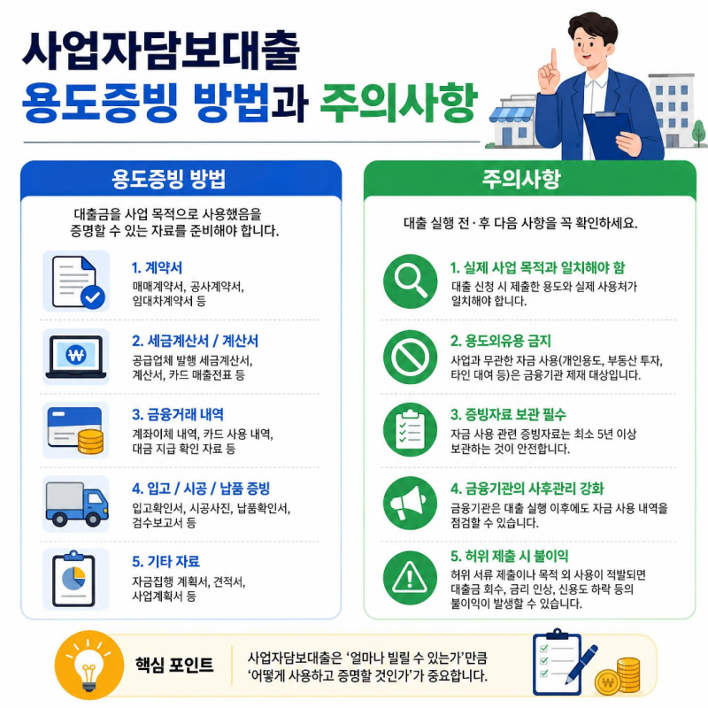 사업자담보대출 용도증빙 가능 방법