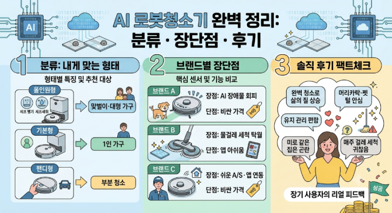 AI 로봇청소기 추천 3대장 비교 (형태별 분류, 브랜드 장단점, 실사용 후기) - 삼성AI직배수 내....