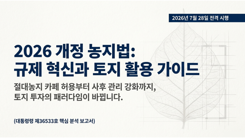 [2026년 7월 28일 시행] 절대농지에 ‘농가 카페’ 창업이 열렸다! 개정 농지법 시행령 핵심 분....