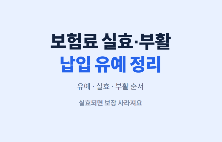 보험료 실효 부활, 납입 유예 조건 핵심 정리 확인하기