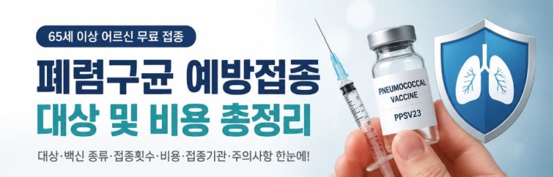 폐렴구균 예방접종 대상 및 비용 총정리｜65세 이상 무료 접종 방법