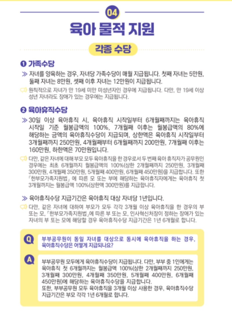 공무원 가족수당 확대 등 달라진 임신출산육아제도 총정리