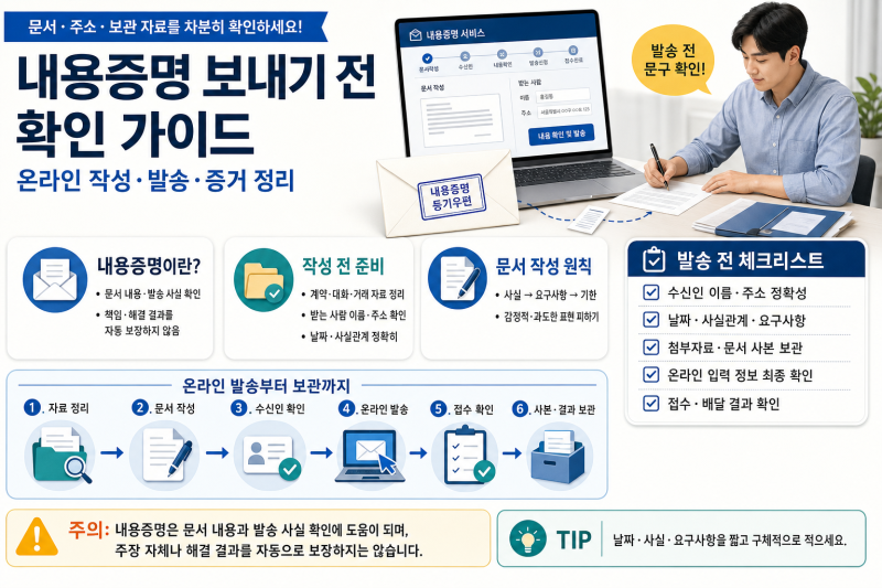 내용증명 보내기 전 확인할 것｜온라인 작성·발송·증거 정리