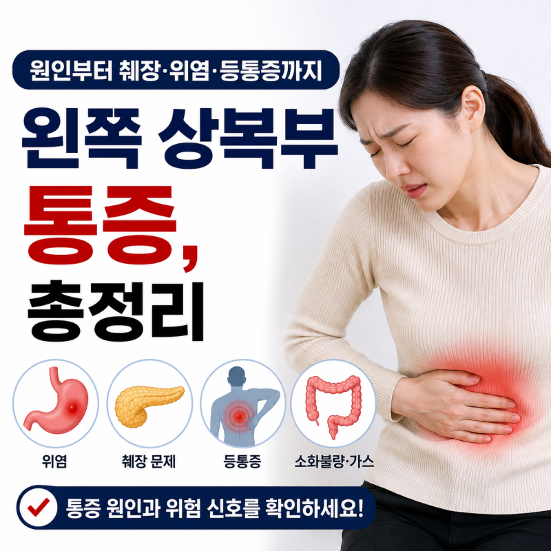 왼쪽 상복부 통증, 원인부터 췌장·위염·등통증까지 총정리
