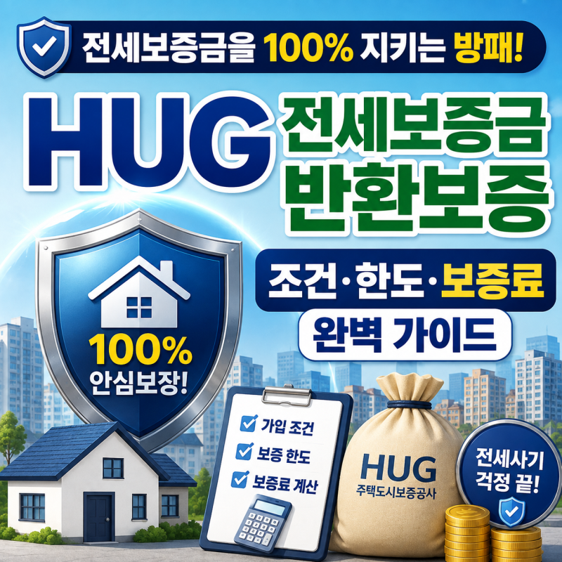 [부동산 실무 백서] 전세보증금을 100% 지키는 방패! 'HUG 전세보증금반환보증' 조건·한도·보....