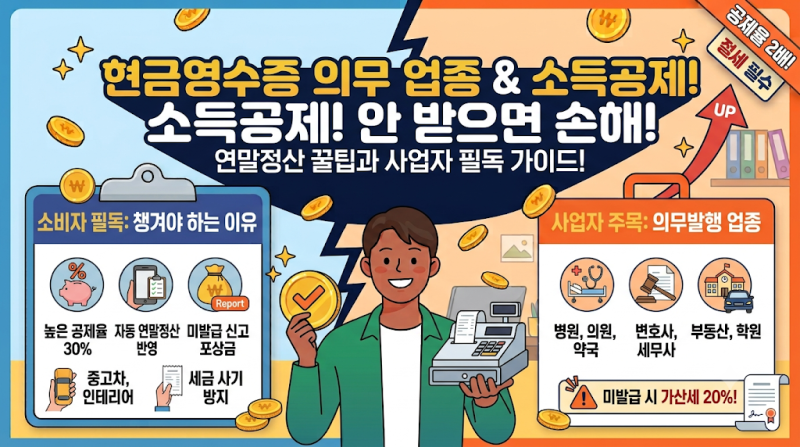 현금영수증 발급 의무 업종과 소득공제! 안 받으면 손해 보는 이유