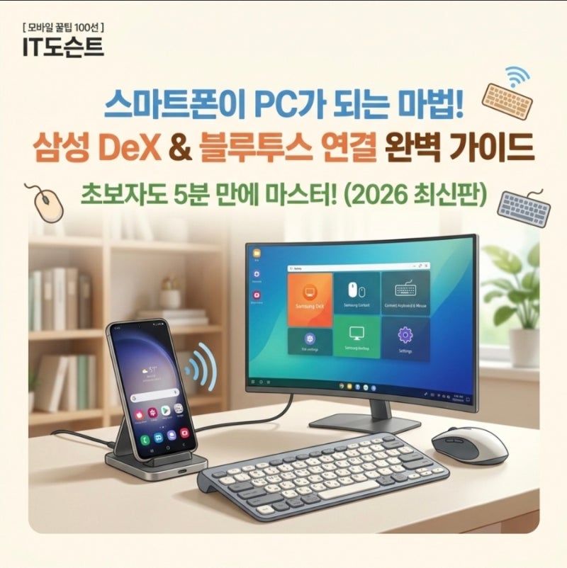 [모바일 꿀팁 #78] 스마트폰이 PC가 되는 마법! 삼성 DeX & 블루투스 키보드·마우스 연결 상세 ....