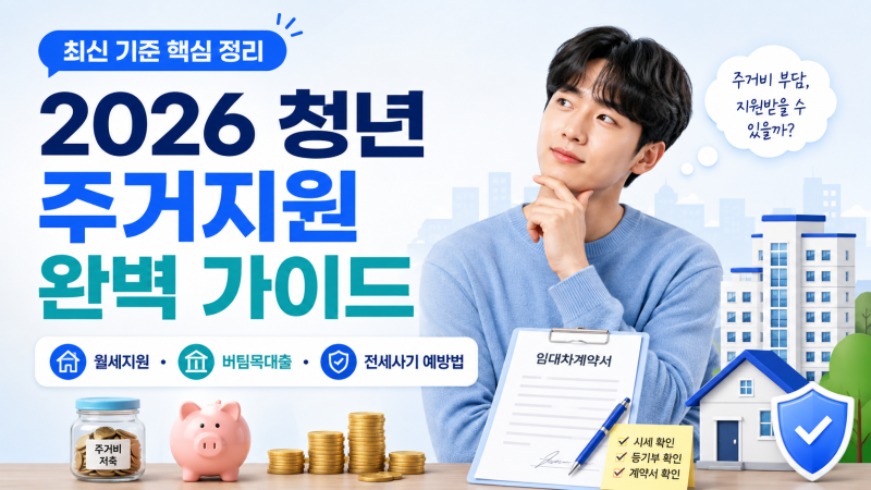 월세 최대 480만 원 지원? 2026 청년월세지원·버팀목 전세대출 총정리