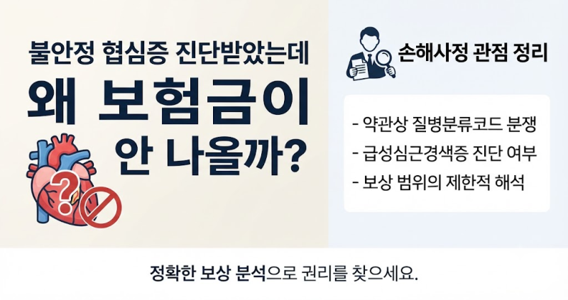 불안정 협심증 진단받았는데 왜 보험금이 안 나올까? — 손해사정 관점 정리