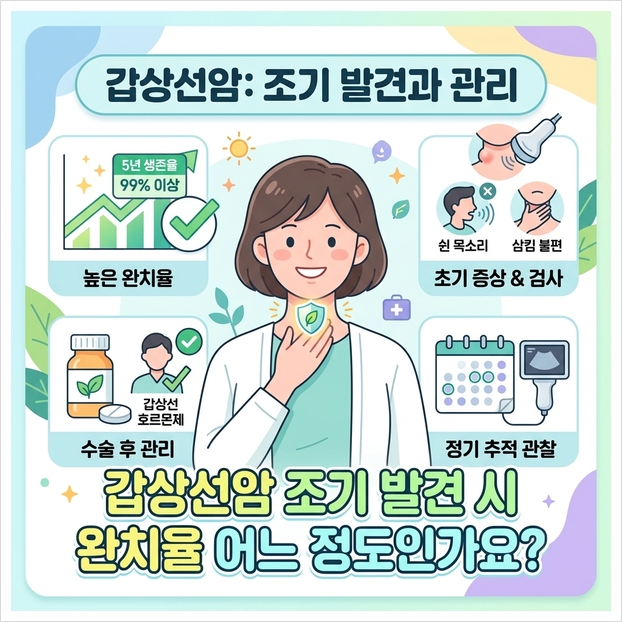 갑상선암 조기 발견 시 완치율 어느 정도인가요? 생존율부터 초기 증상·수술 후 관리까지
