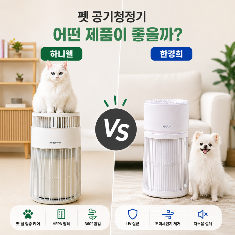 펫 공기청정기 가성비 좋은제품 2가지 비교 하니웰vs한경희