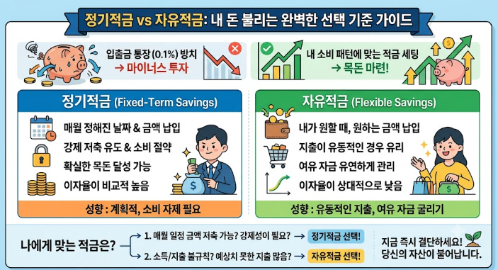 정기적금 vs 자유적금, 내 돈 불리는 완벽한 선택 기준 가이드
