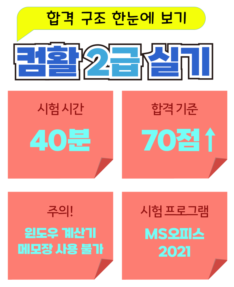 [컴활01-4] 컴활 2급 실기 합격 기준과 시험시간｜40분 안에 70점 넘기는 준비법