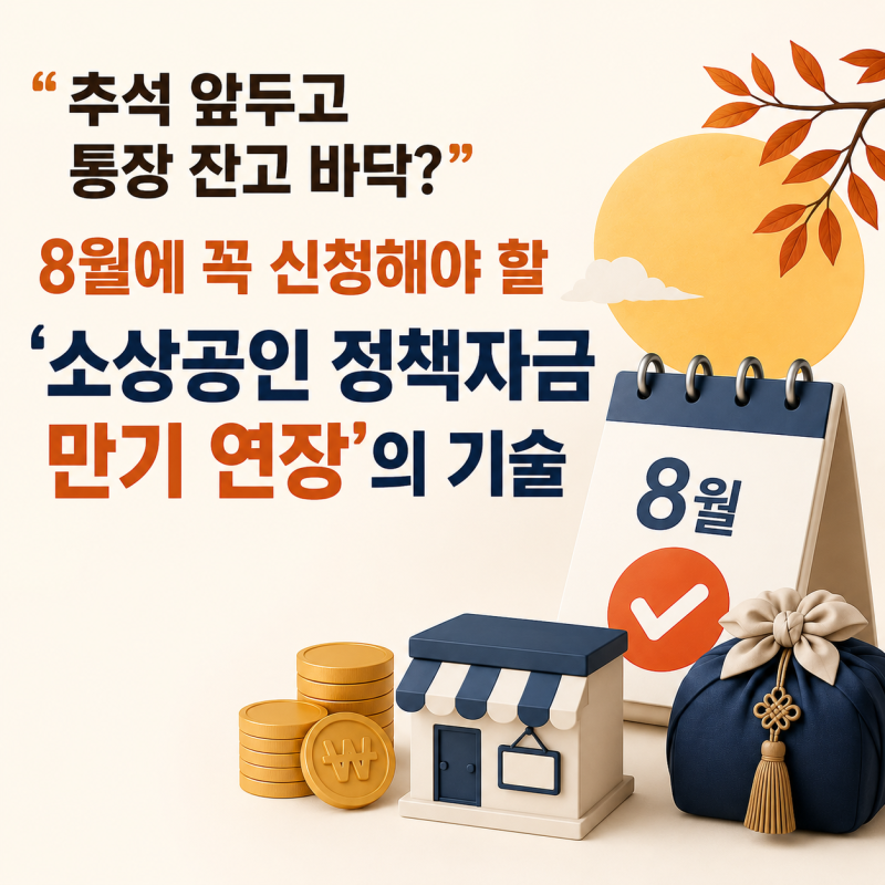 "추석 앞두고 통장 잔고 바닥?" 8월에 꼭 신청해야 할 '소상공인 정책자금 만기 연장'의 기술