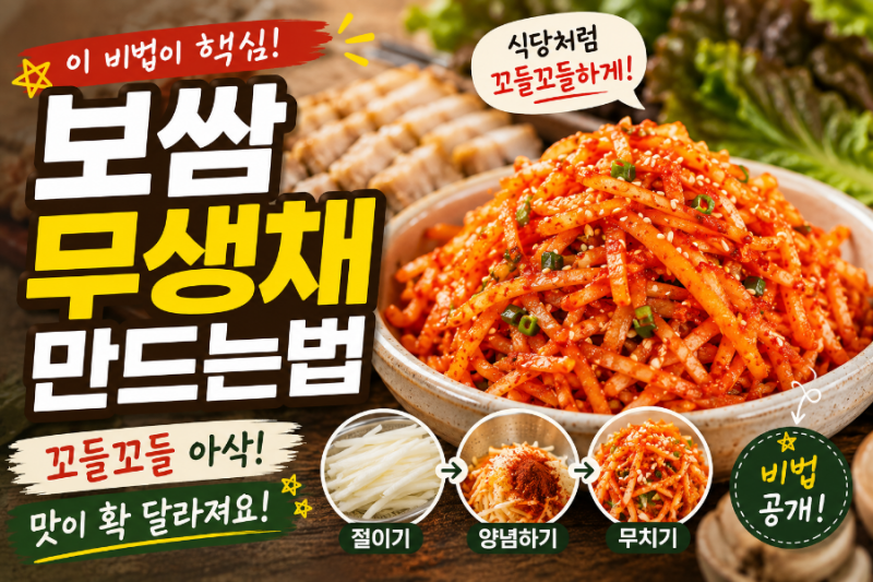 보쌈 무생채 만드는법 - 식당처럼 꼬들꼬들하게 만드는 비법