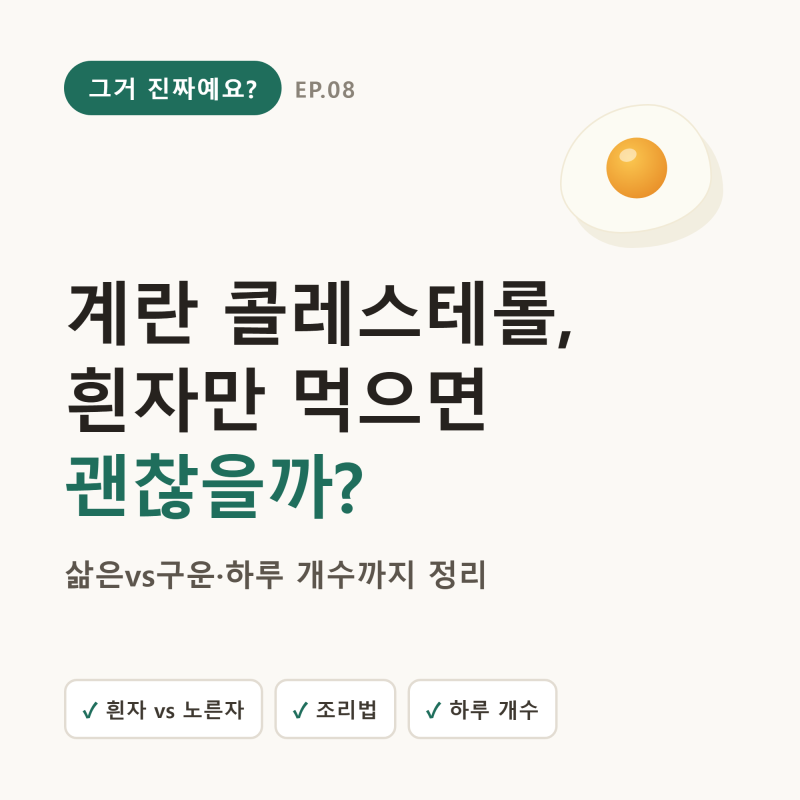 계란 콜레스테롤, 흰자만 먹으면 괜찮을까? (삶은vs구운·하루 개수·조리법 꿀팁)