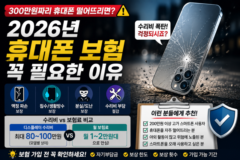 300만원짜리 휴대폰 떨어뜨리면? 2026년 휴대폰 보험 꼭 필요한 이유