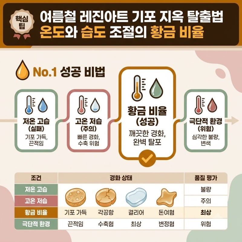 여름철 레진아트 기포 지옥 탈출법 온도와 습도 조절의 황금 비율 3가지