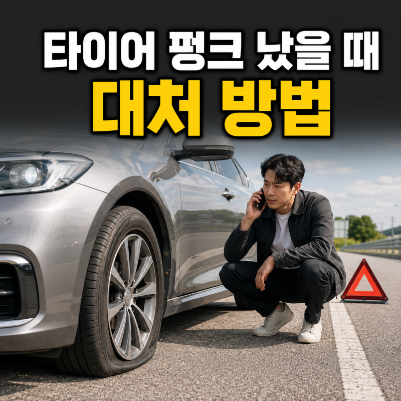고속도로 자동차 타이어 펑크났을 때 대처방법 , 응급 타이어 수리 키트 사용해도될까?