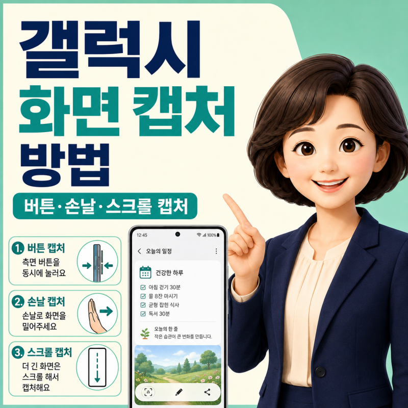 갤럭시 화면 캡처 방법! 버튼·손날·스크롤 캡처 쉽게 배우기