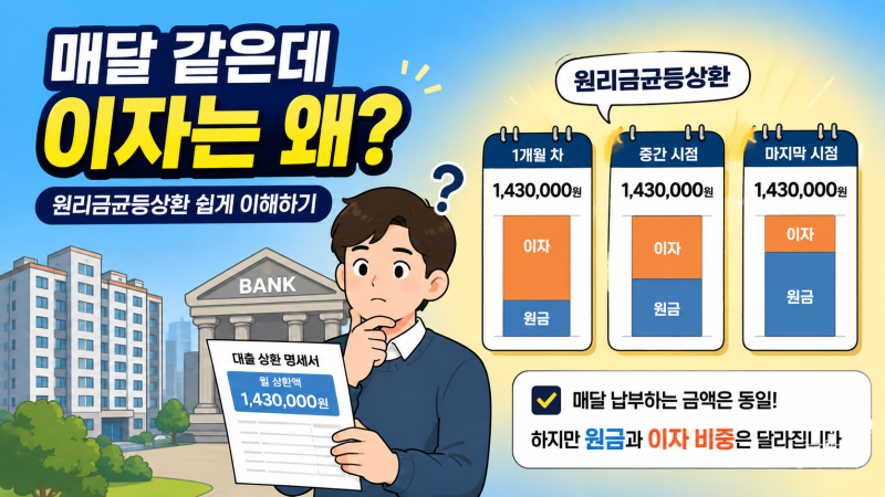원리금균등상환 뜻, 매달 같은 금액인데 이자는 왜 달라질까?