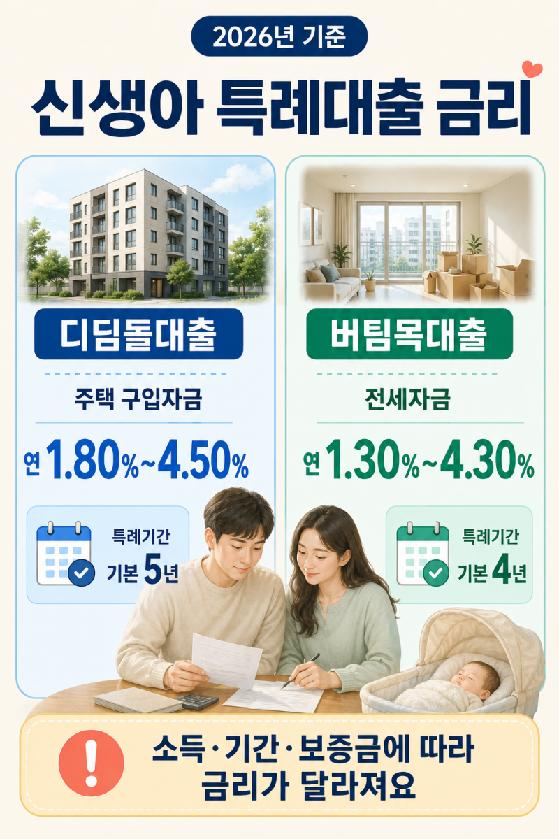 2026 신생아 특례대출 금리 총정리｜소득별 금리·우대금리 계산