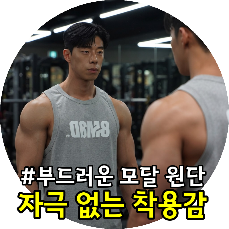 남자 헬스나시 핏 비교, 면 모달 기능성 소재별 차이