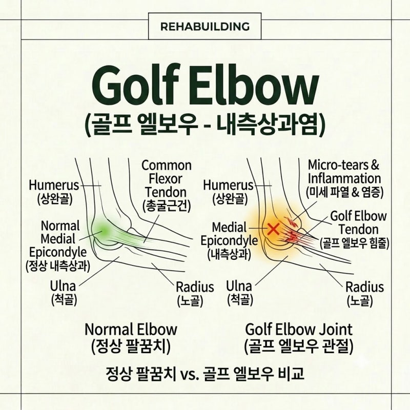 팔꿈치 안쪽 통증, 골프 엘보우(내측상과염) 병태생리와 재훈련