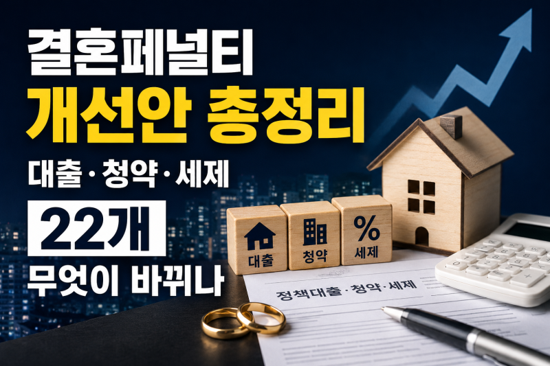 맞벌이 부부 결혼페널티 개선안 총정리｜대출·청약·세제 22개 무엇이 바뀌나