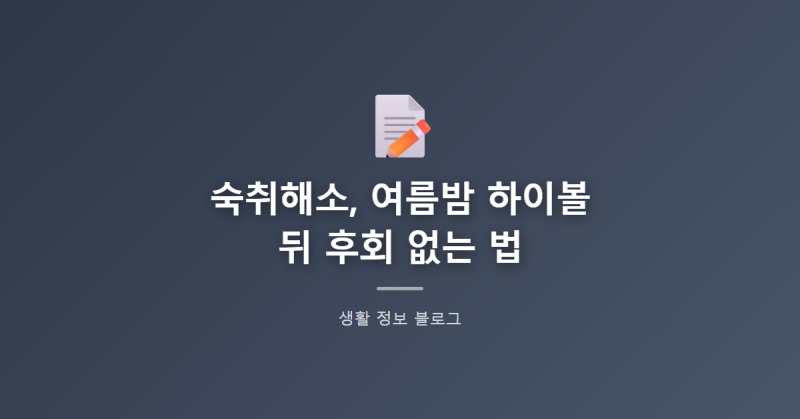숙취해소, 여름밤 하이볼 뒤 후회 없는 법