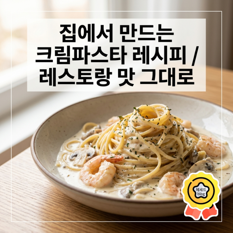 집에서 만드는 크림파스타 레시피/ 레스토랑 맛 그대로