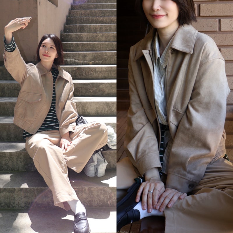 가을 아우터 스웨이드자켓 하나로 해결! 클라비스 출근룩 추천