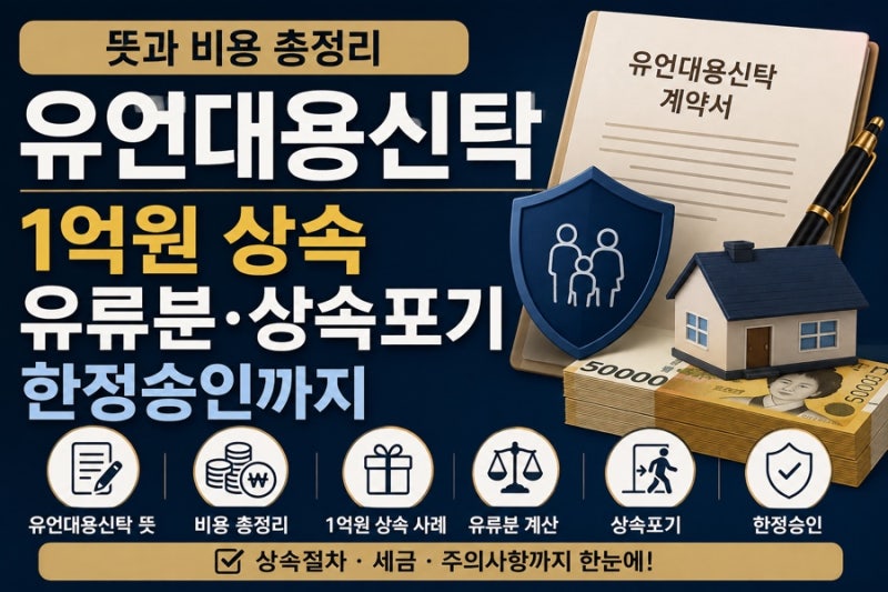 유언대용신탁 뜻과 비용 총정리, 1억 원 상속 유류분 상속포기 한정승인까지