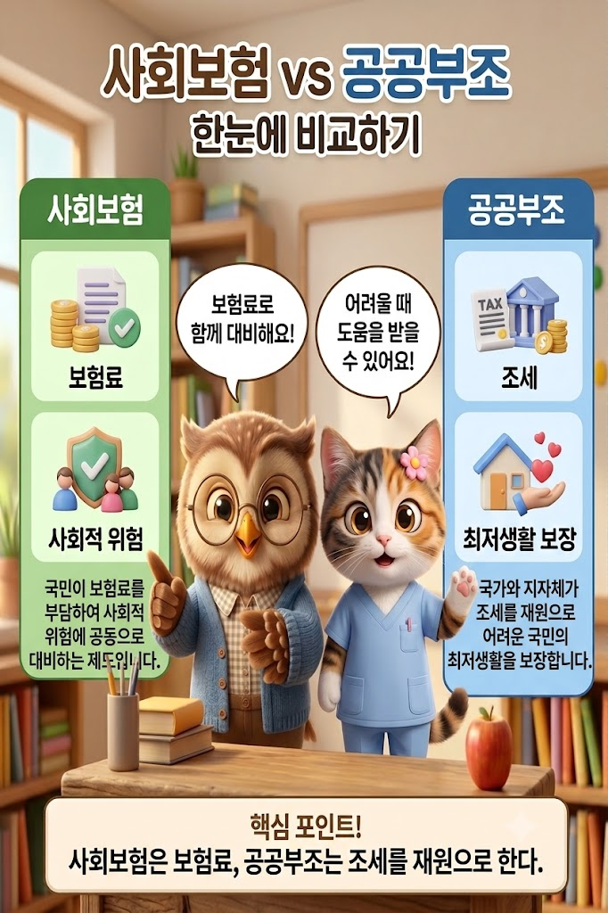 [2026 간호조무사 국시] 사회보험 vs 공공부조 핵심정리｜국민건강보험·의료급여 차이 쉽게 ....
