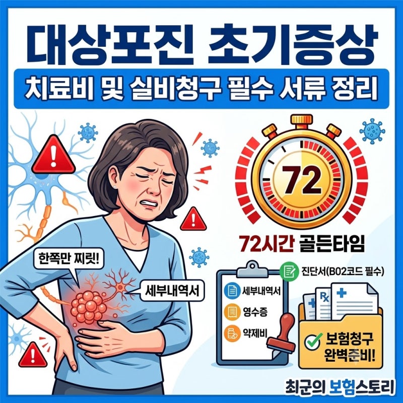 대상포진 실비청구 서류 및 초기증상 72시간 항바이러스제 치료비