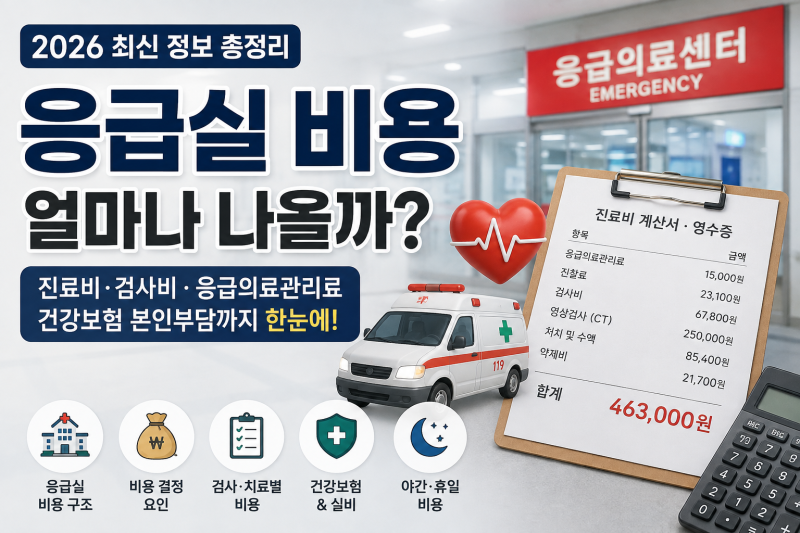 2026 응급실 비용 총정리｜진료비·검사비·응급의료관리료부터 건강보험 본인부담까지