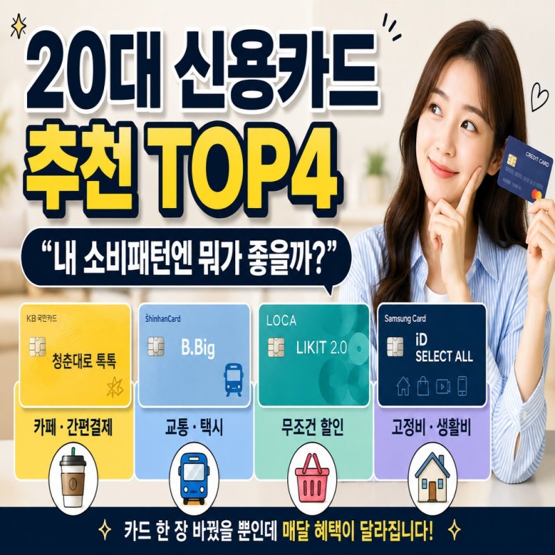 "이 카드 아직 안 쓰세요?" 혜택 좋은 20대 신용카드 추천 TOP4