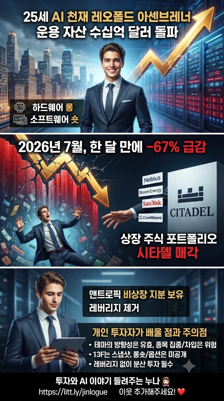 25세 AI 천재 레오폴드 아센브레너 포트폴리오 완전 정리, 네비우스 블룸에너지 시타델 매각....