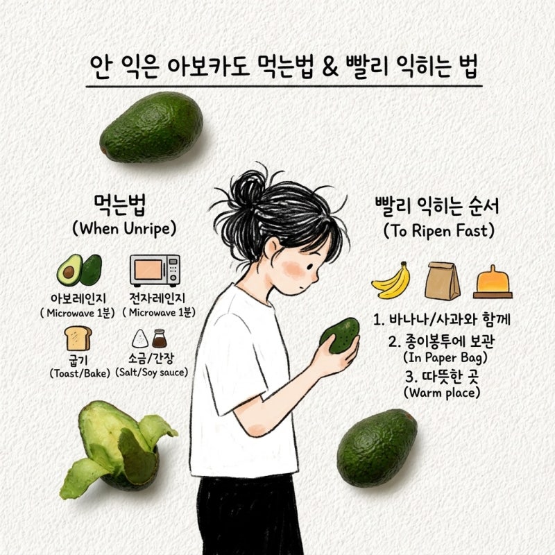 안 익은 아보카도 먹는법과 빨리 익히는 순서 정리