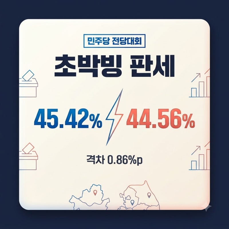 민주당 전당대회 김민석 정청래 초접전! 누적 득표율·당대표 경선 결과 총정리