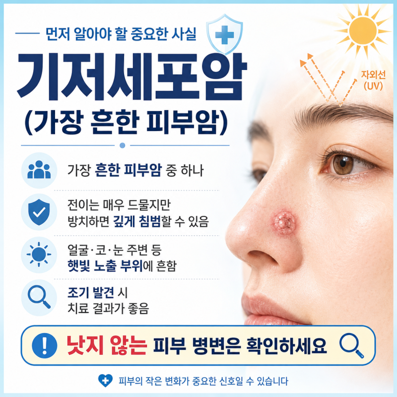 기저세포암이란? 초기 증상부터 원인·치료·예후까지 총정리
