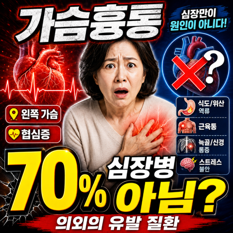 가슴흉통 원인 (+왼쪽 가슴, 협심증) - 가슴 통증의 70%는 심장병이 아니다? 의외의 유발 질환