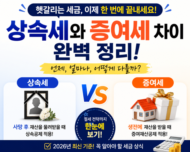 상속세 vs 증여세 차이:: 2026 세율·공제·신고방법