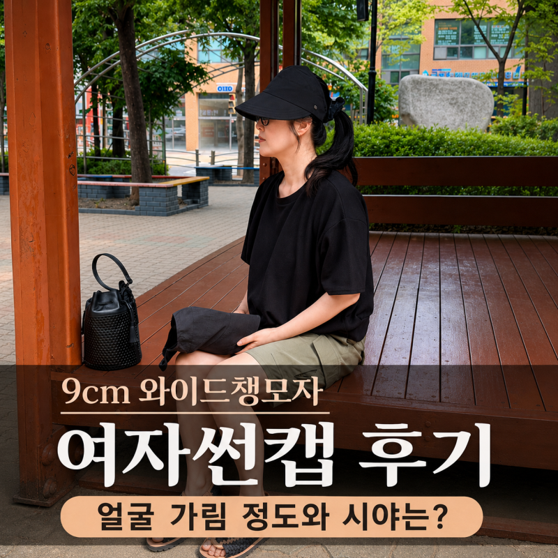 블루보넷 여자 썬캡 후기, 와이드챙 모자 9cm 챙 직접 써보니 시야는 어땠을까?