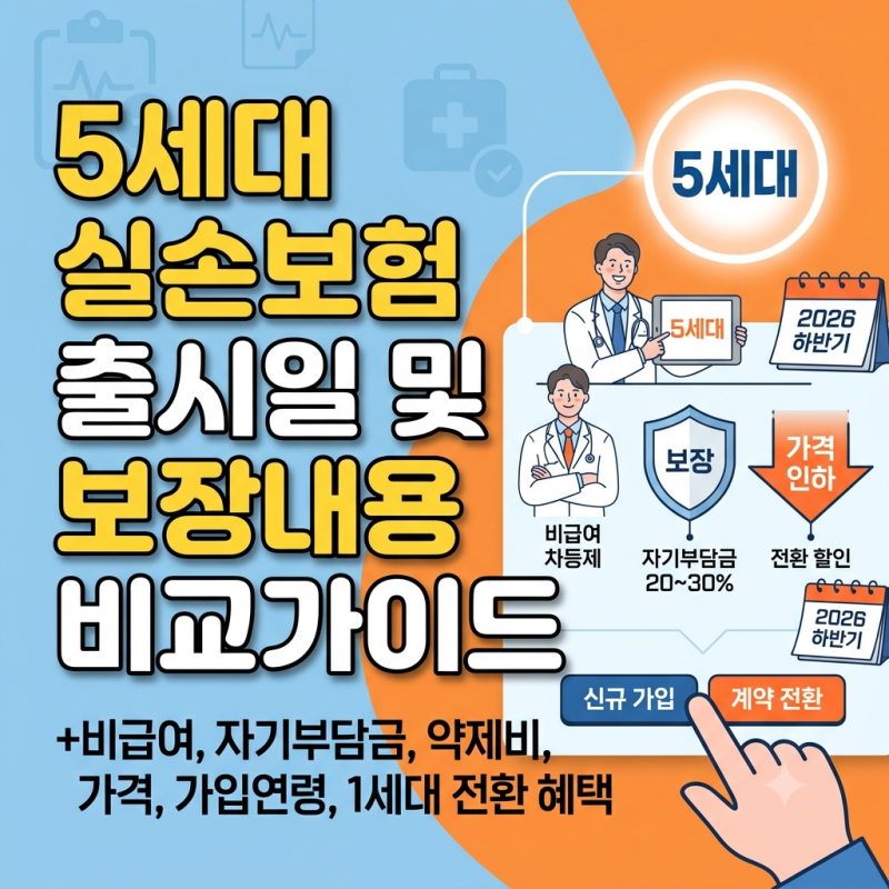 5세대 실손보험 출시일 및 보장내용 비교가이드 (+비급여,자기부담금,약제비,가격,가입연령,1....