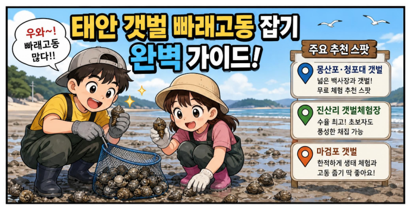 태안 갯벌 고동 고향비밀스팟 포인트(+해감, 삶는 법, 물때, 빠래고동, 갯벌체험 등)