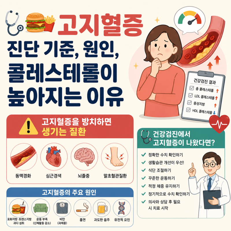 고지혈증진단 기준, 원인, 콜레스테롤이 높아지는 이유 ⚠️ 고지혈증을 방치하면 생기는 질....