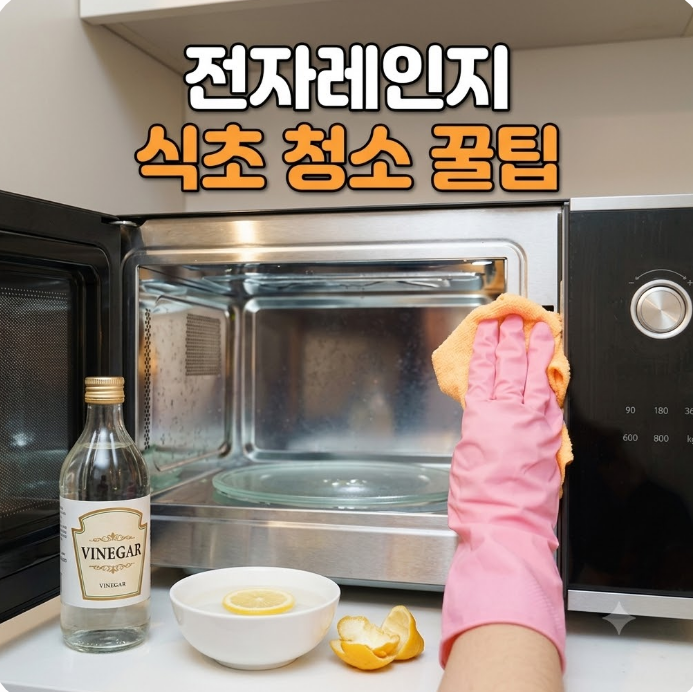 전자레인지 냄새·기름때 5분 만에 '식초 하나'로 싹 없애는 법 (초간단 살림 꿀팁)