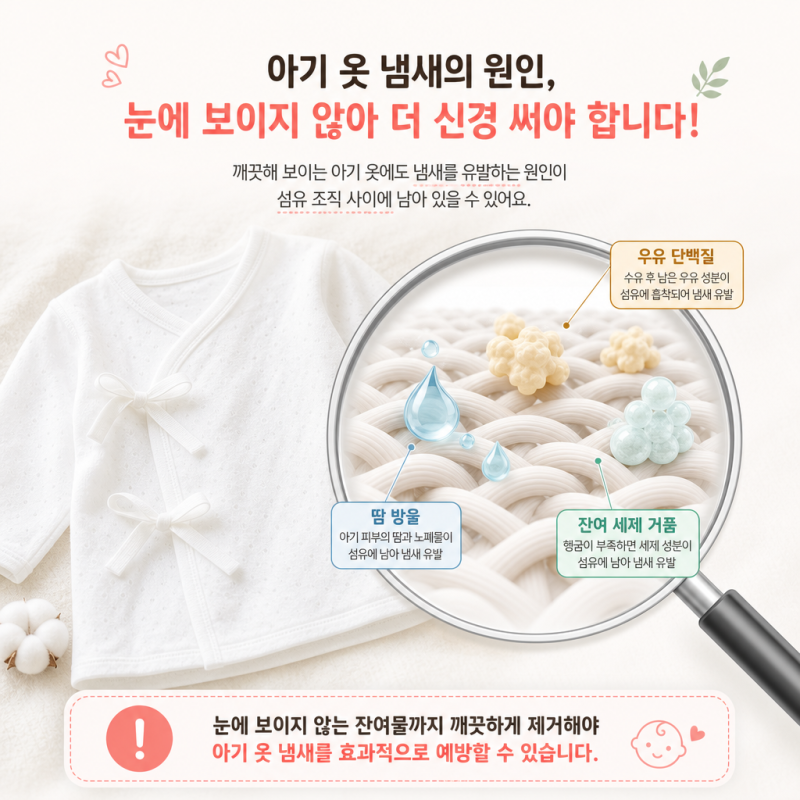 아기 옷 쉰내 제거 세탁법 총정리! 유아 세제 추천부터 세탁조 청소·건조 꿀팁까지